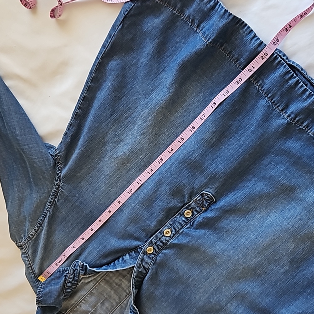 Cloth & Stone Blue Denim Pull Over Half Button Blouse Top Shirt Size Small - Picture 6 of 9